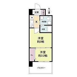 セレニテ江坂ルフレ 2Kの間取図画像