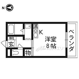 オークウッズ高槻 ワンルームの間取図画像