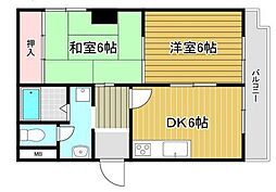 野本ビル 2DKの間取図画像