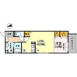 レストバル上泉 1LDKの間取図画像
