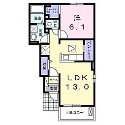 エイト史竹 1LDKの間取図画像