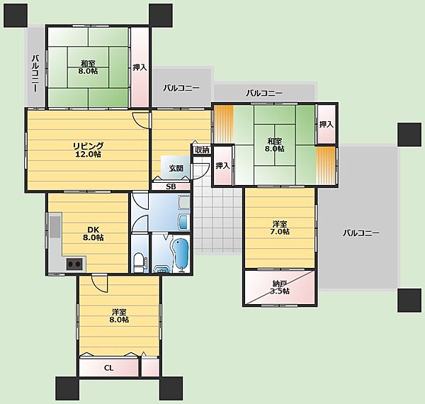 ガーデン箕面 ｜大阪府箕面市西小路5丁目(賃貸マンション4SLDK・3階・127.37㎡)の写真 その2