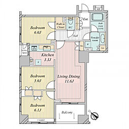 藤和シティホームズ日本橋イースト 3LDKの間取図画像