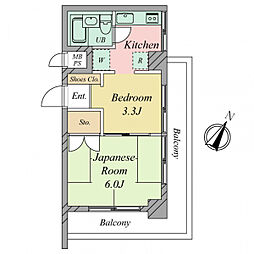 サンハイツ亀有 2Kの間取図画像