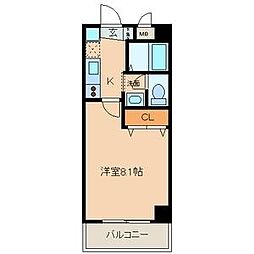 名古屋市営鶴舞線 原駅 徒歩3分の賃貸マンション 2階1Kの間取り