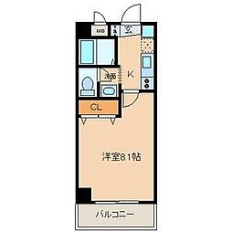 名古屋市営鶴舞線 原駅 徒歩3分の賃貸マンション 7階1Kの間取り