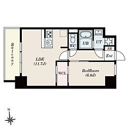 S-RESIDENCE桜本町awesome 14階1LDKの間取り