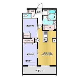名古屋市営桜通線 相生山駅 徒歩24分の賃貸マンション 3階2LDKの間取り