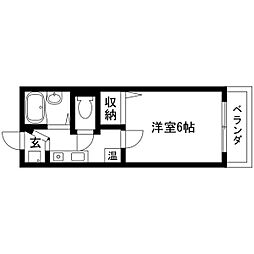 リヴィン361 2階1Kの間取り