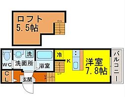 名古屋市営鶴舞線 荒畑駅 徒歩7分の賃貸アパート 1階1SKの間取り