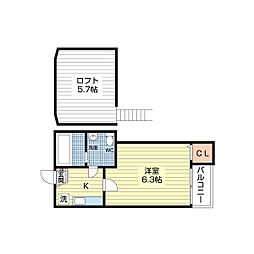 Cherry　Blossom 2階1Kの間取り