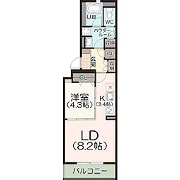 Node プラス TSURUMAI 1LDKの間取図画像