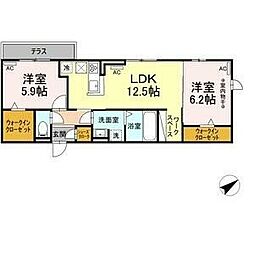 grace TSUKATA 2LDKの間取図画像