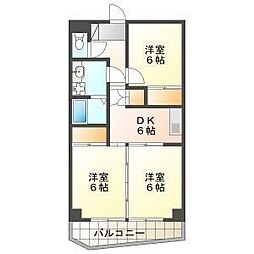 サンヒルズ松和花壇 3DKの間取図画像