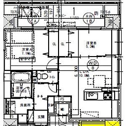 名古屋市熱田区六番2丁目マンション 2LDKの間取図画像