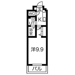 リシュドール鶴舞公園 1Kの間取図画像