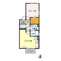 セジュール里 1LDKの間取図画像