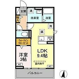 プレタクチュール中根町 1LDKの間取図画像