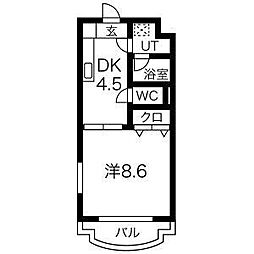 ラ・フォレ・ノアール 1DKの間取図画像