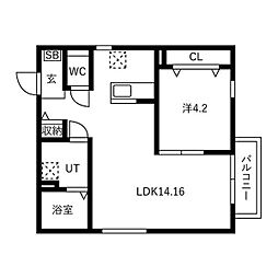 VITALIBERA 1LDKの間取図画像