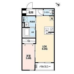 Maison Le Verre 1LDKの間取図画像