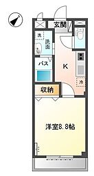 ステラエクシード 1Kの間取図画像
