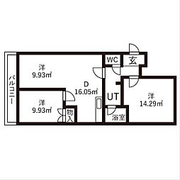 日映マンション2 2LDKの間取図画像