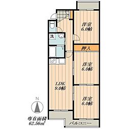 シャトー春山 3LDKの間取図画像