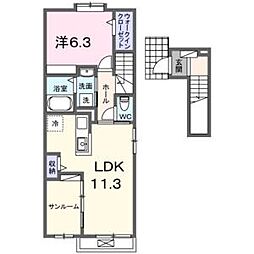 プレリュードKFB 1LDKの間取図画像