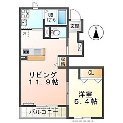 レジデンス鶴田 1LDKの間取図画像
