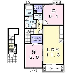 パティオ緑 2LDKの間取図画像