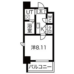 シャンポール内田橋 1Kの間取図画像