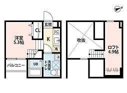 HaroSakura 1Kの間取図画像