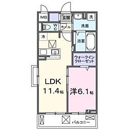 コーポハピネス白砂 1LDKの間取図画像