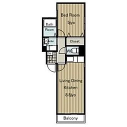 サントル大宝 1LDKの間取図画像