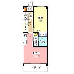ホワイトドエル道徳 1LDKの間取図画像