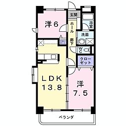 ラ・カーサSHIMADA 2LDKの間取図画像