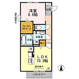フローリッシュ 1LDKの間取図画像