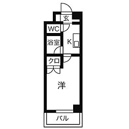 第2コーポ魚半 1Kの間取図画像
