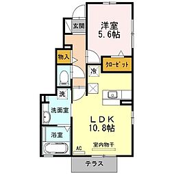 カメリアB 1LDKの間取図画像
