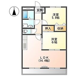 ノースフェザント 2LDKの間取図画像