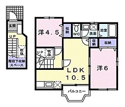 サンコリーヌB 2LDKの間取図画像