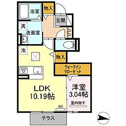 ブリーズ六条 1LDKの間取図画像