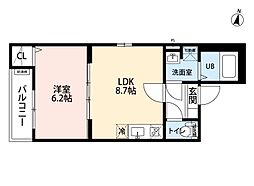 Beatus東別院 1LDKの間取図画像