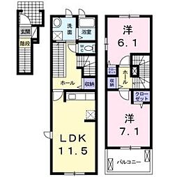ラフィナートD 2LDKの間取図画像