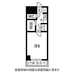 ラ・メゾン・メルヴェイユ 1Kの間取図画像