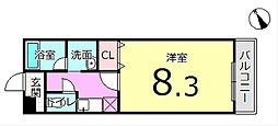 レセットメールあかね荘 1Kの間取図画像