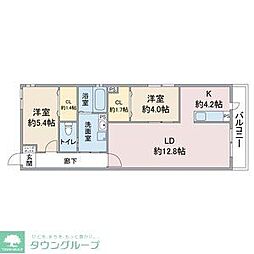 名古屋市営桜通線 高岳駅 徒歩10分の賃貸マンション 3階2LDKの間取り
