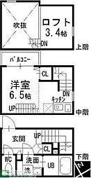 パークサイド北斗 1階ワンルームの間取り