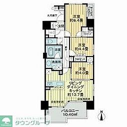 プラセシオン名古屋伏見 4階3LDKの間取り